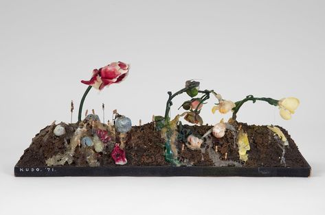 Tetsumi Kudo at Andrea Rosen, New York | Contemporary Art Daily Tetsumi Kudo, Ecology Art, Toxic Environment, Flowers Resin, Rock Flowers, Library Images, Contemporary Art Daily, Flower Sculptures, Polyester Resin