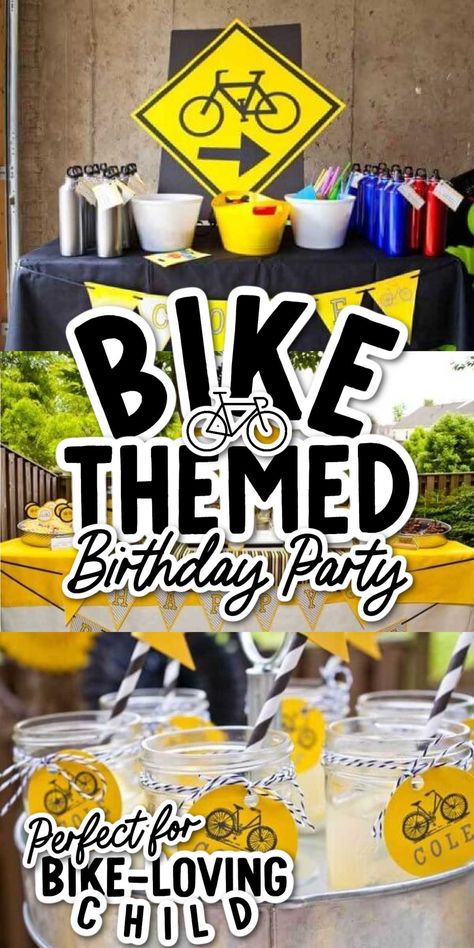 Kids Bike Party, Bike Themed Birthday Party, Bicycle Birthday Parties, Bicycle Party, Bike Birthday Parties, Dirt Bike Party, Theme Snack, Motorcycle Party, Bike Party