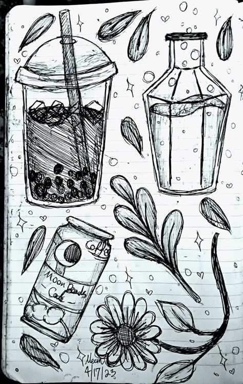 Boba Tea Drawing Easy, Simple Boba Drawing, Boba Art Drawing, Bubble Tea Aesthetic Drawing, How To Draw Boba, Tea Drawing Aesthetic, Boba Sketch, Boba Drawings, Boba Doodle