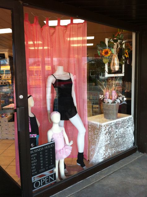 Spring dance store retail display Dance Studio Window Display, Storefront Ideas, Boutique Window Displays, Boutique Window, Spring Dance, Dance Store, Make Your Own Calendar, Den Ideas, Ballet Tights