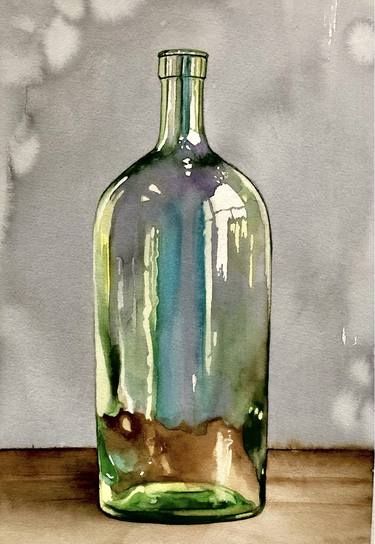 Watercolor Still Life, Turkey Painting, Aquarelle Painting, Art Watercolor Painting, Watercolor Projects, Landscape Art Painting, Watercolor Painting Techniques, Still Life Drawing, Green Bottle