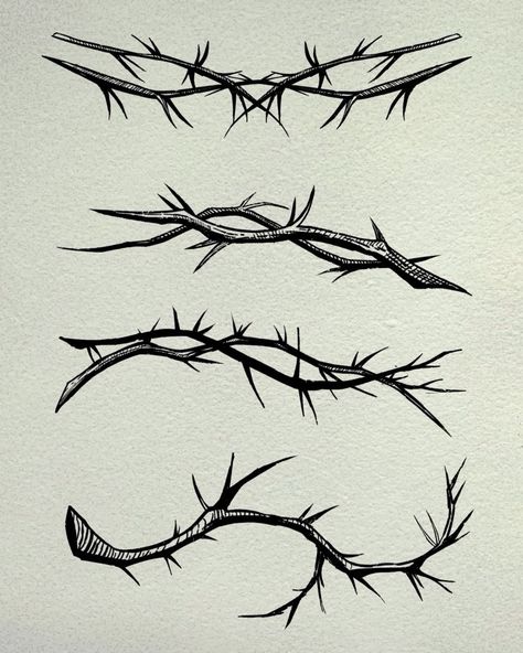 Rose Thorn Tattoo, Thorn Tattoo, Barbed Wire Tattoos, Vine Drawing, Bone Tattoos, Rose Vine, Vine Tattoos, Creepy Tattoos, 1 Tattoo