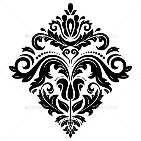 Floral vector oriental pattern with damask, arabesque and floral elements. Abstract wallpaper and background Glass Etching Patterns, Family Tree Art, Traditional Ornaments, Floral Vector, Border Embroidery Designs, Model Walks, Silhouette Stencil, Ornament Pattern, Stencil Patterns