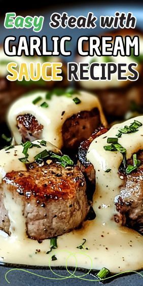 Easy Steak with Garlic Cream Sauce Steak With Creamy Garlic Sauce, Sauce For Steak And Rice, Steak With Garlic Cream Sauce, Ribeye Steak Sauce, Steak Sauce Ideas, Steak Sauce Recipe Easy, Cream Sauce For Steak, Creamy Steak Sauce, Steak Cream Sauce