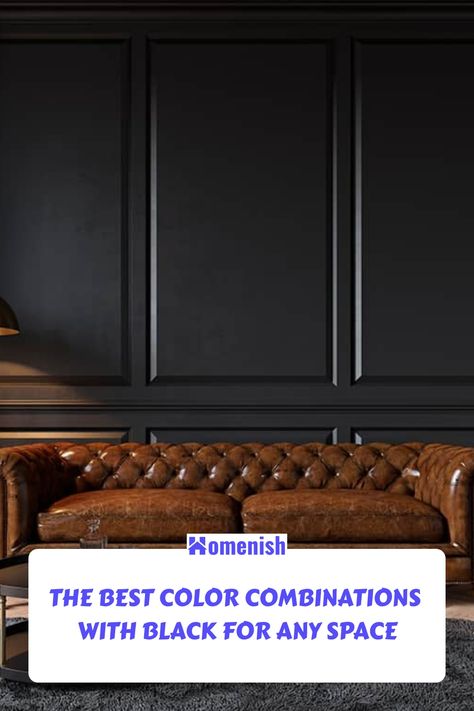 The Best Color Combinations with Black for Any Space Colors That Compliment Black, Colors That Go Well With Black, Color Combinations With Black, Colors To Pair With Black, All Black Room, Best Color Combinations, Furniture Color Schemes, Rgb Color Codes, Blue Accent Pillow