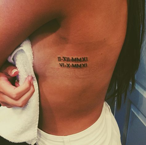 The date my grandparents passed away in roman numerals Grandparents Tattoo, Birthdate Tattoo, Rib Tattoos For Women, Super Tattoo, Roman Numeral Tattoos, Birthday Tattoo, Date Tattoos, Small Girl Tattoos, Tattoo Girls