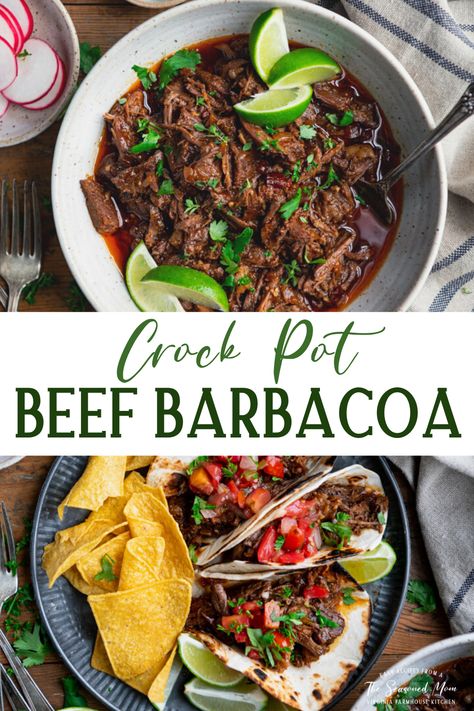 Just like your favorite meat from Chipotle, this copycat beef barbacoa is a simple way to enjoy a flavorful, restaurant-quality meal at home. Best of all, the easy dinner is made in the Crock Pot for tender, succulent shredded beef with minimal effort! Serve it in soft tacos or burritos, pile it high on a rice bowl, pair it with a crisp green salad, or use it on top of nachos. Always a crowd pleaser! Mexican Meats, Adobo Beef, Crockpot Barbacoa, Slow Cooker Beef Barbacoa, Beef Barbacoa Slow Cooker, Beef Barbacoa, Slow Cooker Barbacoa, Barbacoa Recipe, Chipotle Peppers