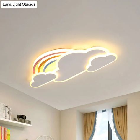 Rainbow Cloudy Ceiling Light - White/Pink Cartoon LED Flush-Mount – LunaDesignStudios Rainbow False Ceiling Design, Cloudy Ceiling, Rainbow Ceiling, Kids Ceiling, Light Cartoon, False Ceiling Designs, New Ceiling Design, Kids Ceiling Lights, Pop Ceiling Design