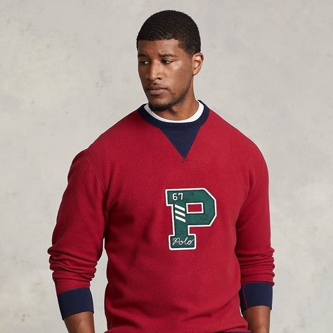 The Original Line In The Ralph Lauren Family, Polo Ralph Lauren Is All About Quintessential American Style. From Relaxed Cable-Knits To Peerless Polo Shirts, Every Piece Is Indispensable. Finished With A Corduroy "P" Patch This Sweatshirt Is Part Of A Series Of High-Pile Fleece Pieces That Feature A Letter From Polo Ralph Lauren's Monogram. Product Details: Pullover Crew Neck Collar Ribbed Cuffs And Hem Contrast Trim Along Interior Neck And Hem Embroidered “ P” Imported Content: Red : 57% Cotton Ralph Lauren Family, Polo Ralph Lauren Sweatshirt, Ralph Lauren Sweatshirt, Polo Ralph Lauren Sweater, Polo Sweatshirt, Black Crewneck, Vintage Polo Ralph Lauren, Holiday Red, Long Sleeve Knit Sweaters