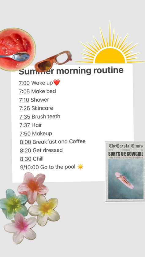 Healthy Summer Routine, Vacation Routine, School Packing, Summer Morning Routine, Routine List, Summer Routine, Packing Lists, Summer Morning, Summer Ideas