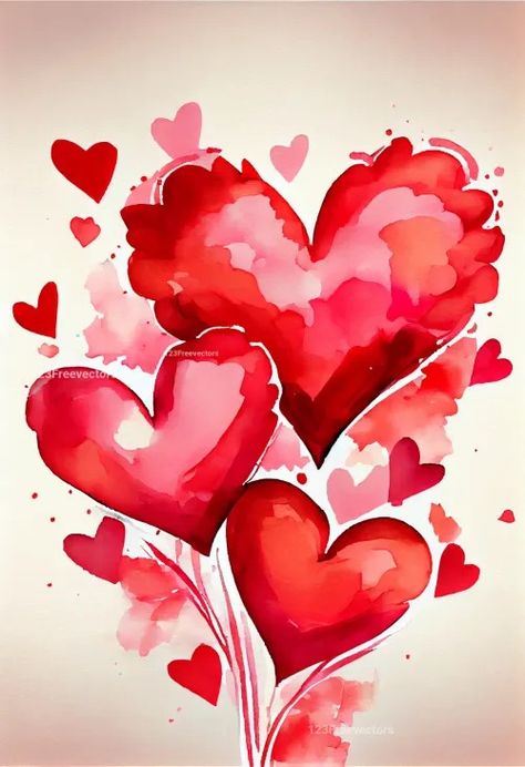 Valentines Day Watercolor Valentines Day Watercolor, Valentine Hearts Art, Heart Hugs, Tints And Shades, Valentines Watercolor, Valentines Day Heart, Heart Background, I Love Heart, Red Art