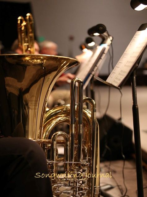 Brass Instruments Aesthetic, Sousaphone Aesthetic, Band Class Aesthetic, Band Instruments Aesthetic, Tuba Aesthetic, Music Theory Aesthetic, Music Class Aesthetic, Tuba Instrument, Songwriting Journal