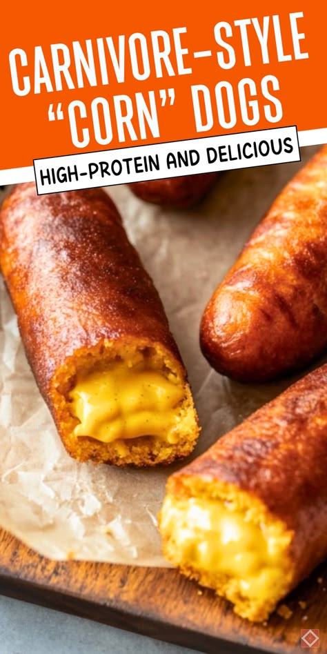 Looking for a carnivore-friendly snack idea? These low-carb “corn” dogs deliver big on flavor without any of the carbs. Easy to prepare and packed with protein, they’re a tasty treat for any time of day. Save this pin to make a fun, satisfying snack at home! Carnivore Corn Dogs, Carnorvor Diet Recipes, Carnivore Diet Recipes Easy Dinner, Sausages Meals, Keto Vs Carnivore, Carnivore Finger Foods, Carnivore Breakfast Ideas Easy, Carnavoir Diet Recipe, Carnivore Diet Bread