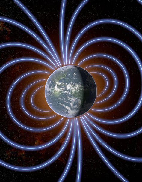 A Tour Through the Earth’s Magnetic Fields - WSJ Earth's Magnetic Field, Geometry In Nature, Earth's Core, Quantum Entanglement, Astronomy Science, 70s Sci Fi Art, Electric Field, Planets Wallpaper, Spiritual Artwork