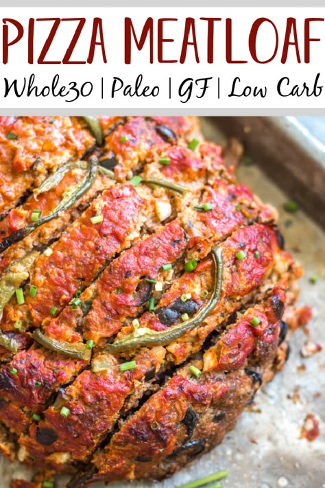 Whole 30 Meatloaf, Pizza Meatloaf Recipe, R3 Recipes, Whole30 Meatloaf, Pizza Meatloaf, Paleo Meatloaf, Ketogenic Meals, Ground Pork Recipes, Classic Meatloaf