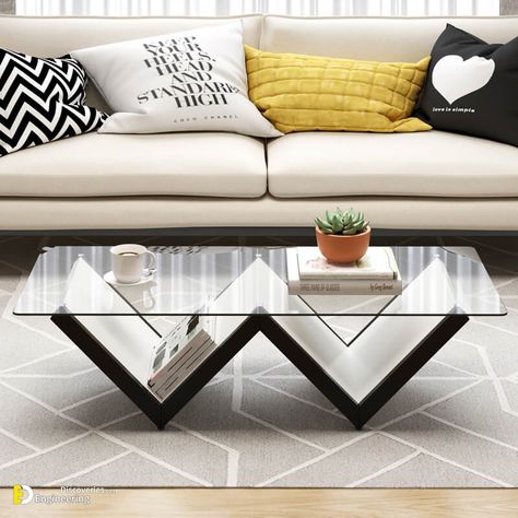 Modern Glass Coffee Table Design Ideas | Engineering Discoveries Modern Centre Table Designs, Coffee Table Design Ideas, Centre Table Design, Centre Table Living Room, Meja Sofa, Sofa Table Design, Sofa Table Decor, Tea Table Design, Iron Furniture Design