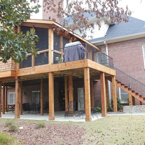 75 Screened-In Porch Ideas You'll Love - July, 2024 | Houzz Screened Porch With Skylights, Partially Screened In Deck, Screened In Back Deck Ideas, Elevated Porch Ideas, Raised Front Porch Ideas, Elevated Screened In Porch, Screened In Porch With Deck, Elevated Deck Designs, Screened In Deck Ideas