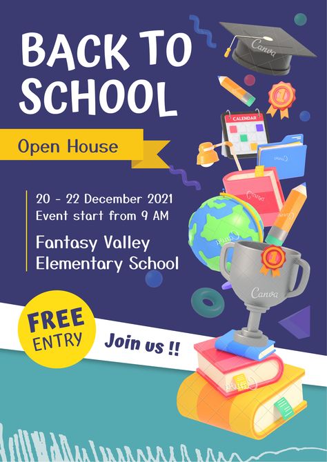 #invites #design #ymrei_designs #invitesdesign #graphicdesign #instagram #newpost #flyerdesign #infographic #ads Free School Supplies, School Open House, Open House Invitation, House Poster, Library Events, New Flyer, Cute Hairstyles For School, Kids School Supplies, After School Club