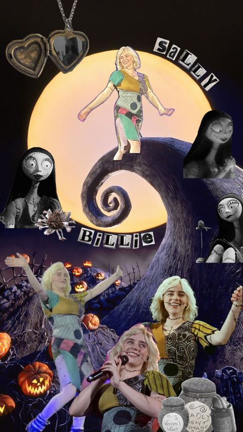 Halloween Billie Eilish Wallpaper, Billie Eilish Sally Costume, Billie Halloween, Billie Eilish Christmas Wallpaper, Billie Eilish Christmas, Sally Wallpaper, Sally Halloween Costume, Billie Wallpaper, Sally Costume