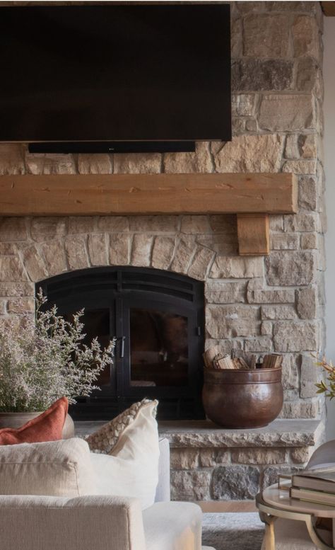 Stone Corner Fireplace, Corner Mantle, Cape Cod Farmhouse, Fireplace Stone, Corner Fireplace, Grandma's House, Wood Fireplace, Sugar Maple, Grandmas House