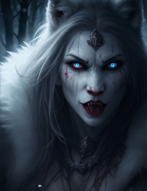 Dark Goddesses, Female Werewolf, Curse Of Strahd, Female Werewolves, Wolf People, Werewolf Stories, Werewolf Aesthetic, Female Monster, Vampire Pictures