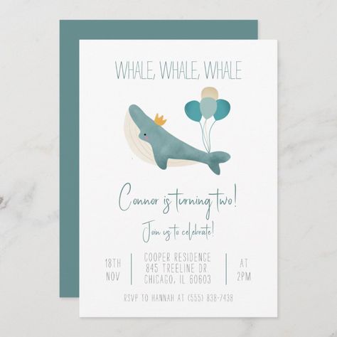 Whale Birthday Party, Whale Birthday Parties, Sea Invitation, Whale Birthday, Whale Theme, First Birthday Cards, Disney Gifts, Star Wars Gifts, 4th Birthday