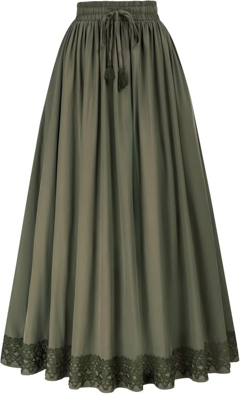 SCARLET DARKNESS Drawstring Maxi Long Skirt for Women Flowy Hem Pirate Peasant Skirt Olive Green S : Amazon.ca: Clothing, Shoes & Accessories Stylish Abaya, Bridesmaid Dresses Ideas, A Line Skirt Outfits, Latest Abaya, Design Abaya, Long Green Skirt, Abaya Collection, Modern Abaya, Abaya Design