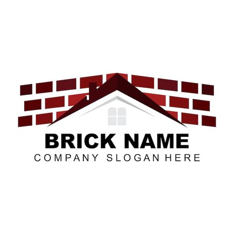 Brick Logo Design, Building Materials Logo, Logo Design Building, Brick Logo, Material Illustration, Design Building, Brand Icon, Building Material, Company Slogans