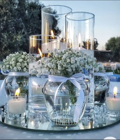 Classic Blue Wedding, Blue Wedding Decorations, Babies Breath, Wedding Centerpieces Diy, Wedding Table Decorations, Diy Centerpieces, Wedding Table Centerpieces, Cheap Wedding, Wedding Deco