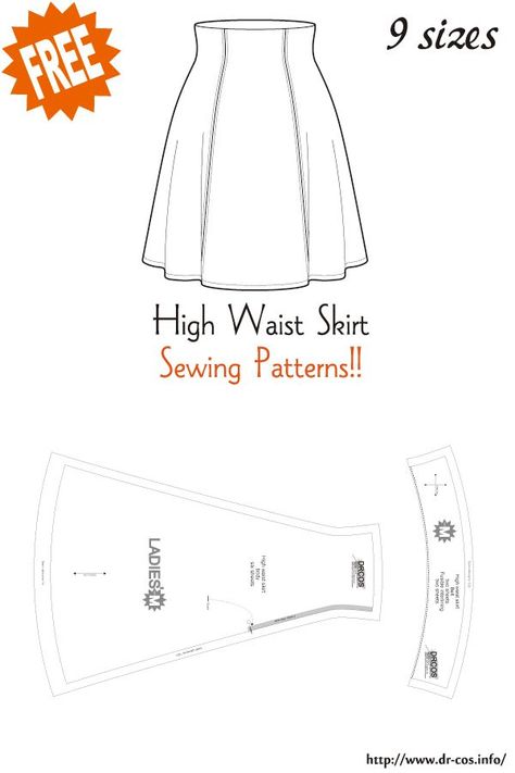 Pola Rok, Skirt Sewing Pattern, Skirts Casual, Skirt Sewing, Crochet Skirts, Skirt Patterns Sewing, Diy Sewing Pattern, High Waist Skirt, Free Sewing Patterns