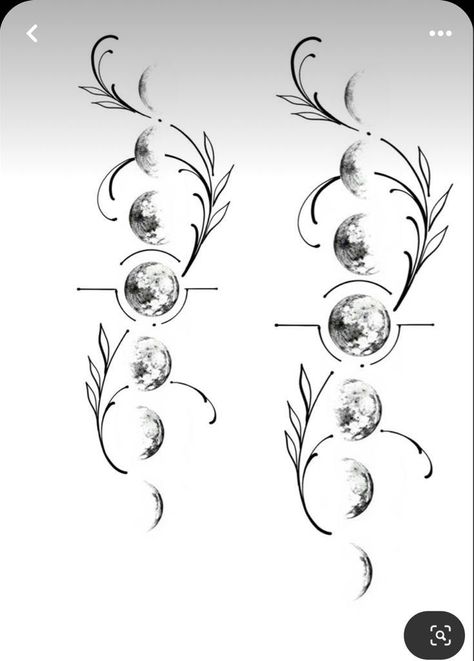 Moon Phases Tattoo With Flowers, Lunar Tattoos For Women, Red Moon Phases Tattoo, Moon Phase With Flowers Tattoo, Magical Moon Tattoo, Moon Phases Tattoo Thigh, Moon Magic Tattoo, Witchy Tattoo Ideas Small Easy, Pagan Moon Tattoo