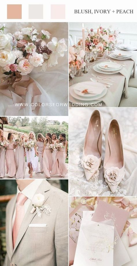 Blush Wedding Theme, Wedding Theme Color Schemes, Blush Wedding Colors, Pink Wedding Colors, Wedding Color Pallet, Wedding Color Ideas, Wedding Motifs, Neutral Wedding Colors, Wedding Color Combos