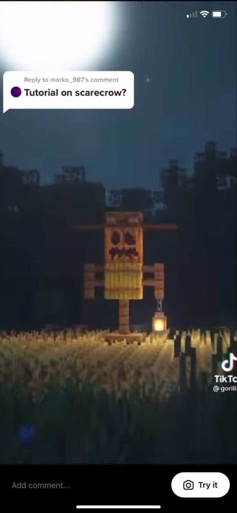 Minecraft Scarecrow Build, Minecraft Pumpkin Farm Ideas, Minecraft Building Ideas Spooky, Minecraft Brewing Area Ideas, Scare Crow Minecraft, Minecraft Spooky Village, Minecraft Ghost Build, Minecraft Scarecrow Ideas, Minecraft Halloween Village