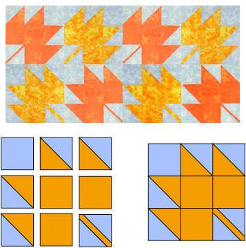 Maple Leaf Quilt Block Pattern Maple Leaf Quilt Block, Leaf Quilt Block, Maple Leaf Quilt, Hunters Star Quilt, Pinwheel Quilt Block, Leaf Quilt, Fall Quilt Patterns, House Quilt Block, Patchwork Blocks