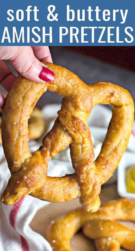 Amish soft pretzels are a perfect snack for any occasion! Warm, soft, and buttery, these homemade pretzels will be a family favorite from now on. Amish Pretzel Recipe, Amish Soft Pretzel Recipe, Oatmeal Meatloaf, Hot Pretzels, Soft Pretzels Recipe, Museum Statues, Pretzel Recipes, Pretzel Recipe, Soft Pretzel Recipe