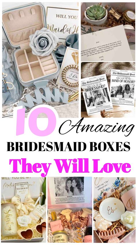 Need creative and meaningful ideas to ask your bridesmaids to be by your side on the big day? These 10 unique proposals are sure to impress! Show your appreciation with personalized gifts and luxurious treats for a memorable bridesmaid proposal experience. Get ready for them to say ‘Yes!’ in style! Ask A Bridesmaid Ideas, Bridesmaid Personalized Gift, Bridesmaid Box Ideas Diy, Bride Maids Gift Ideas Bridesmaid Boxes, Ideas To Ask Bridesmaids, Asking To Be Bridesmaid Ideas, Bridesmaid Boxes Proposal, Cute Ways To Ask Bridesmaids, Ways To Ask Bridesmaids