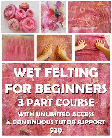 Wet Felting For Beginners, Felting For Beginners, Wet Felting Tutorial, Tovad Ull, Hantverk Diy, Felting Tutorial, Needle Felting Tutorials, Wet Felting Projects, Felting Wool