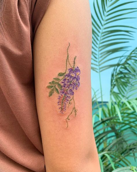 Wisteria Tattoo, Self Protection, Minimal Tattoo Designs, Minimal Tattoo Ideas, Wisteria Tree, Vine Tattoos, Foot Tattoo, Tree Tattoo, Lavender Blue