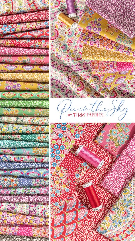 Tilda Pie In The Sky Quilt, Tilda Pie In The Sky, Tilda Fabric Collections, Tilda Quilts, Fabric Websites, Moda Fabric Collections, Tilda Fabric, Sky Quilt, Spring Sewing