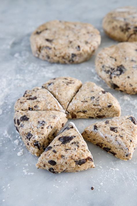 Chocolate Chip Espresso Scones, Food Processor Scones, Espresso Scones Recipe, Recipes With Espresso Powder, Scones Without Heavy Cream, Espresso Scones, Unique Scones, Sweet Scones Recipe, Christmas Scones