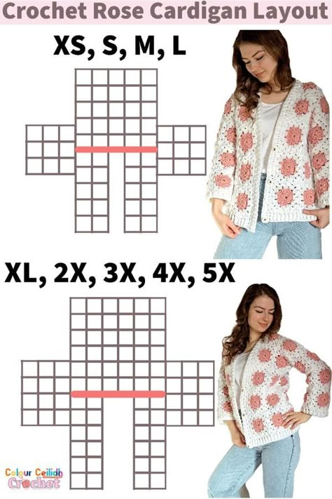 Granny Square Cardigan Layout, Cardigan Crochet Patron, Ideas Para Tejer A Crochet, Cardigan A Crochet, Crochet Wave Pattern, Crochet Cardigan Granny Square, Crochet Granny Square Cardigan, Granny Sweater, Granny Square Cardigan