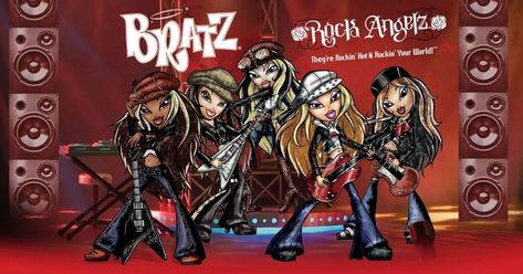 Bratz Computer, Bratz Desktop Wallpaper, Bratz Header, Bratz Wallpaper Laptop, Bratz Artwork, Bratz Rock Angelz, Bratz Art, Canvas Wallpaper, Trio Costumes