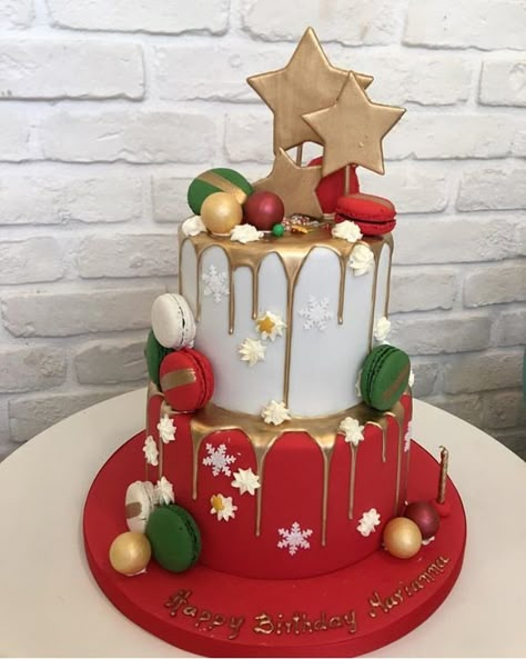 Tortas de navidad Winter Torte, Christmas Themed Cake, Christmas Cake Designs, Christmas Cake Decorations, Xmas Cake, Christmas Cakes, Christmas Cupcakes, Novelty Cakes, Idul Fitri