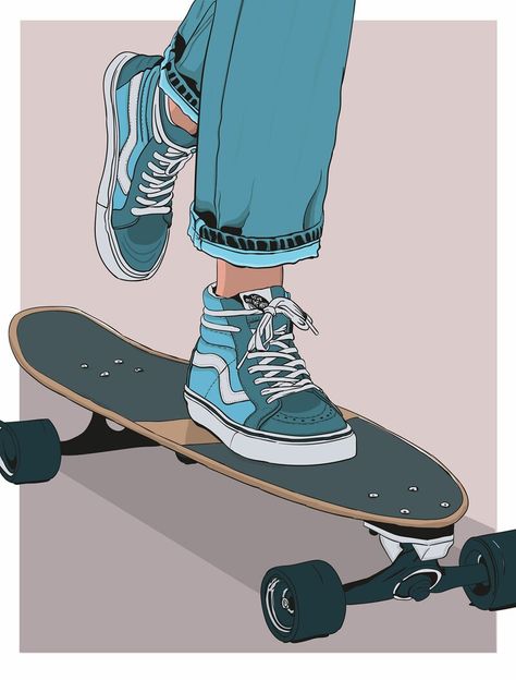 ArtStation - SKATEBOARD & VANS Sk8, Lisa-Marie Scheunemann Skater Backgrounds Iphone, Skateboard Vans, Aesthetic Skater Girl, Skateboard Birthday Party, Skateboard Birthday, Skateboarding Aesthetic, Sneakers Illustration, Vans Skateboard, Skateboard Aesthetic