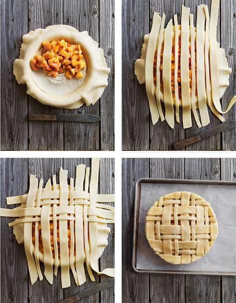 How to make a simple lattice pie crust by donna hay: Simple Pie Crust, Fancy Pie Crust, Pie Crust Art, Beautiful Pie Crusts, Lattice Pie Crust, Simple Pie, Decorative Pie Crust, Lattice Pie, Crust Designs