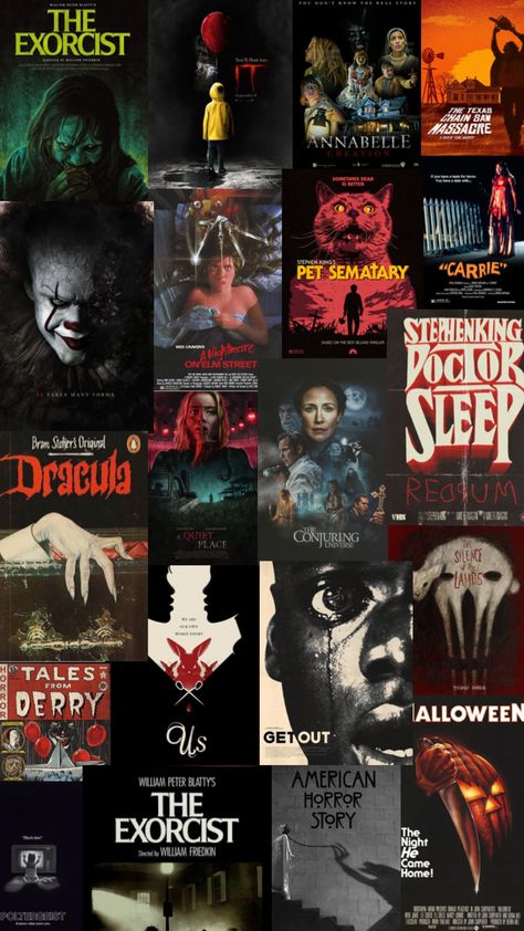 my favorite genre #horror #collage #movies #aesthetic #theshining #hellraiser #scary #it Horror Collage, Scary Movie List, Haunted Movie, Top Horror Movies, Horror Movies List, Terror Movies, Filmmaking Inspiration, Creepy Movies, Movie Collage