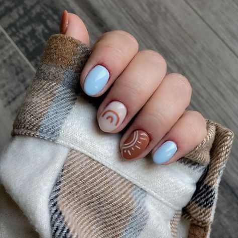 Boho Fall Nails, Nails August, Western Nails, Boho Nails, Art Designs Ideas, Wow Nails, Short Gel Nails, Simple Gel Nails, Summery Nails