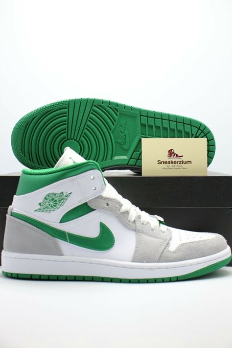 Nike Air Jordan 1 Mid White Pine Green Smoke Grey DC7294-103 Men's & PS Sizes Get a price at https://copapair.com/nike-air-jordan-1-mid-white-pine-green-smoke-grey-dc7294-103-mens-ps-sizes-3/ Air Jordan 1 Mid Grey, Air Jordan 1 Mid White, Jordan 1 Mid White, Nike Air Jordan 1 Mid, White Pine, Nike Air Jordan 1, Pine Green, New Sneakers, Air Jordan 1 Mid