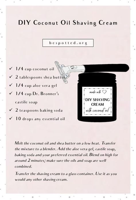 Shaving Cream Recipe, Coconut Oil Shaving, Diy Shaving Cream, Beauty Routine Planner, Best Coconut Oil, Shave Butter, Diy Coconut Oil, Body Butters Recipe, Shave Cream