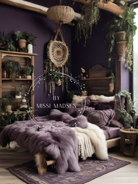 Mystical Bedroom Bedding, Dark And Moody Bedroom Beds & Frames, Dark Cozy Bedroom Bohemian Beds & Bed Frames, Purple Themed Bedroom Women, Pink And Purple Farmhouse Bedroom, Purple Farmhouse Bed, Purple Toddler Bedroom Bohemian, Purple Grey Wood Bedroom, Purple And Light Gray Bedroom